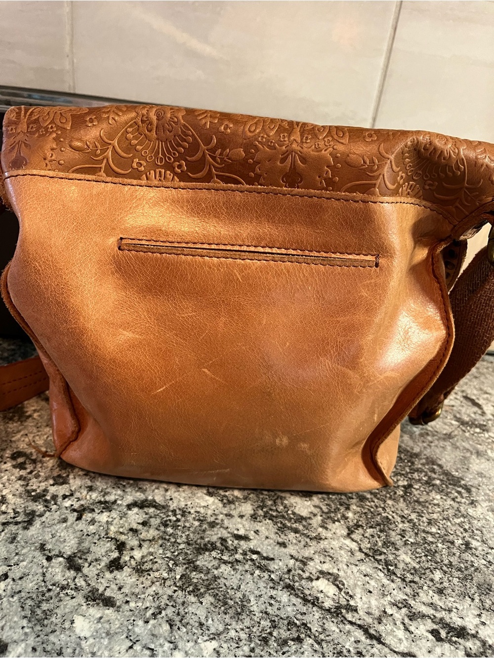 The Sak Silverlake Leather Flap Crossbody Tobacco Floral Embossed Bag - Picture 2 of 10